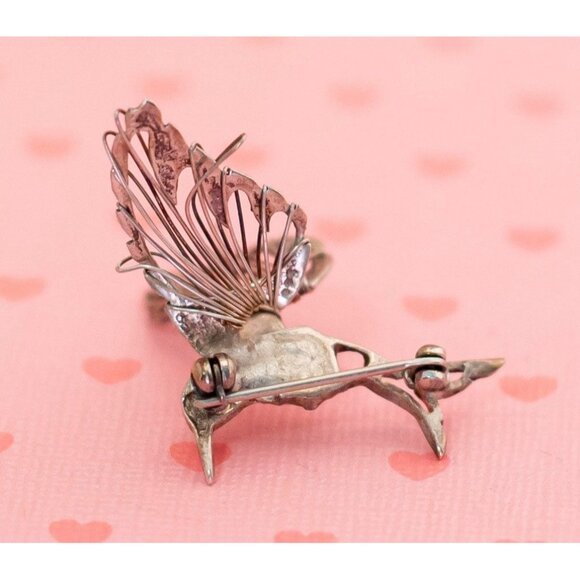 Vintage Sterling Silver Art Nouveau Hummingbird Brooch - X11 - Picture 4 of 5
